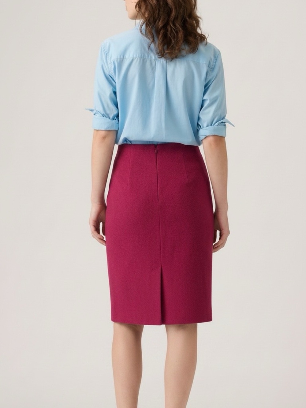 35% Cashmere Vintage Fuchsia Midi Pencil Skirt
